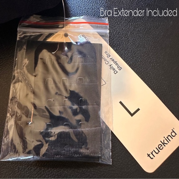 NWT TRUEKIND DAILY COMFORT WIRE FREE SHAPING BRA SIZE L BLACK WITH BRA EXTENDER - Picture 4 of 10